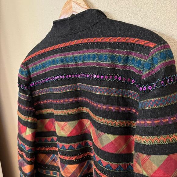 Vintage Y2K Coldwater Creek Jacket Blazer Multicolor Mixed Media Women sz 14 VTG - Picture 9 of 13